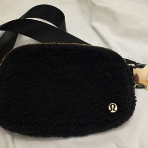 lululemon athletica Black Sherpa Crossbody with Gold Hardware